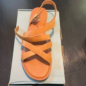 TOMS “Sicily” Tan Leather sandals. Never worn.
